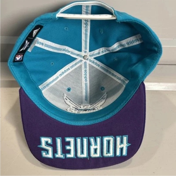 Y2K Charlotte Hornets Adidas NBA Teal/Purple Snapback Hat Cap OSFM Embroidered - Picture 6 of 10